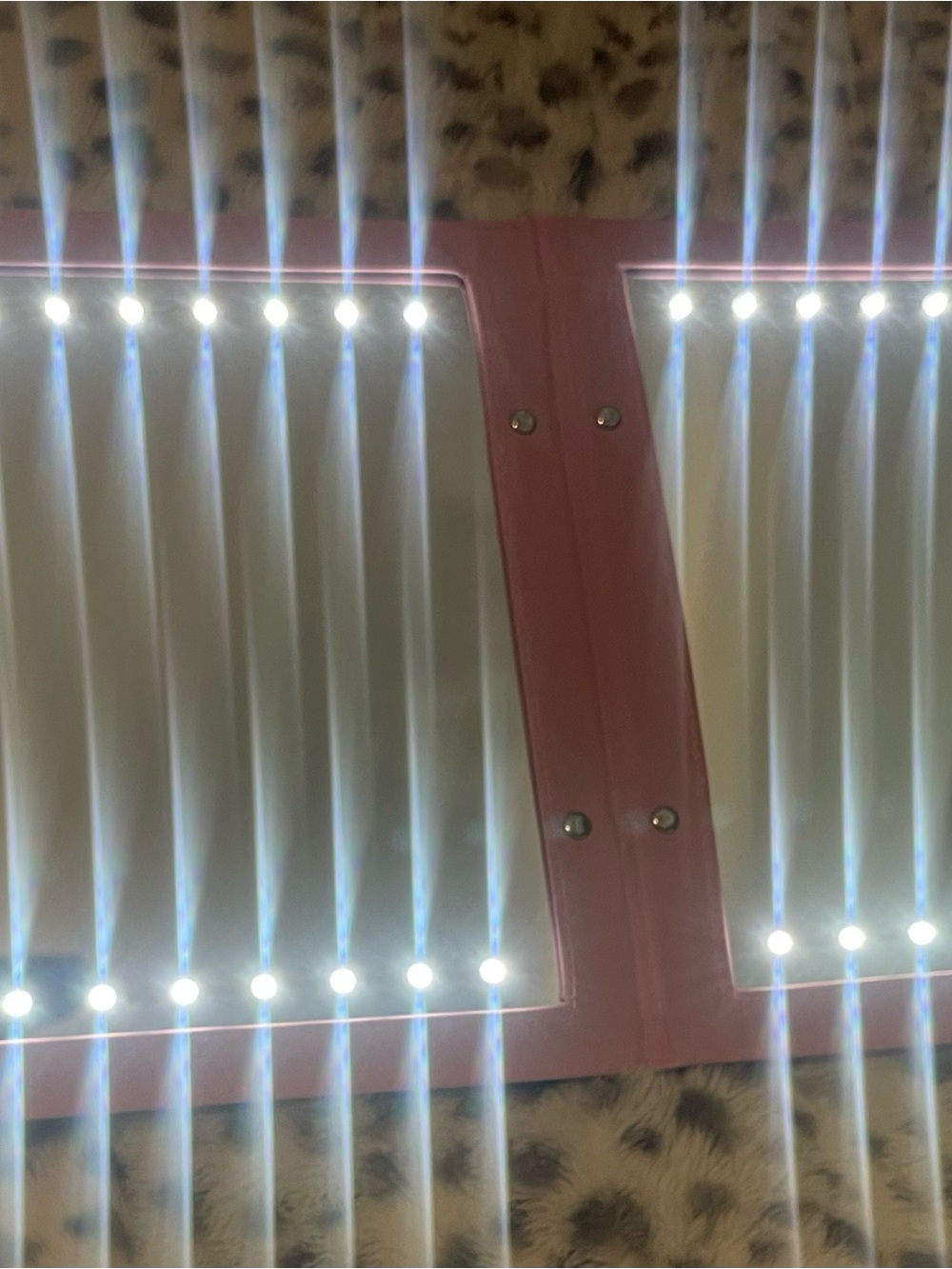 Pink LED Ring Light Panel - Dual-Section Vanity Light